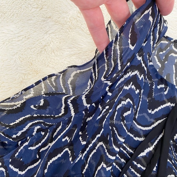 10 Crosby Derek Lam ruffled open shoulder belle sleeve sheer silk blouse blue 2 - Picture 6 of 12